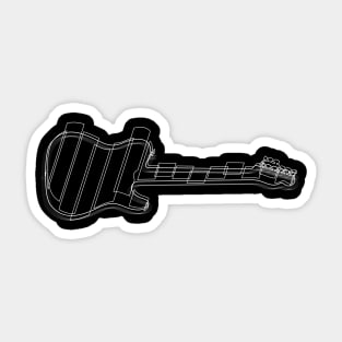 White line art guitar art Sticker